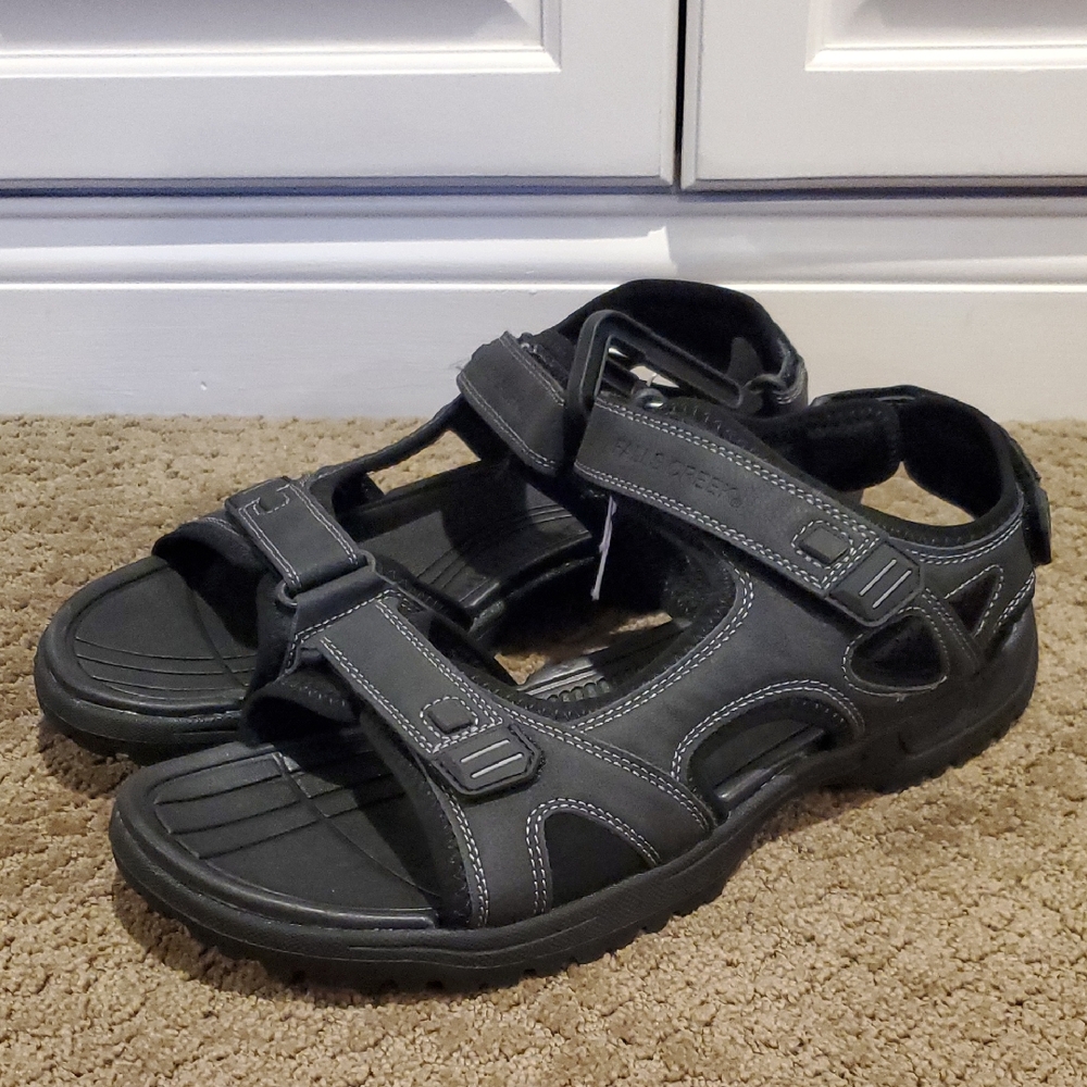 Men's Falls Creek Black BECK Active Wear Sandals Velcro Size 12 13 Fishing NWT